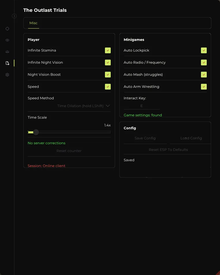 Elysium menu Minigames tab: auto lockpick, auto radio, auto mash and auto arm wrestling toggles